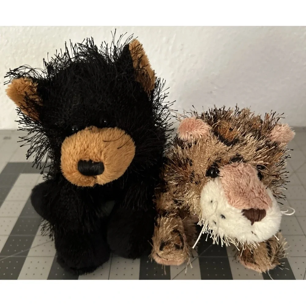 Ganz Webkinz Lot of 2 HM004 Black Bear HS031 Leopard Soft‎ Plush Stuffed Animals